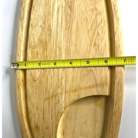 Wood Salmon Fish Shaped Charcuterie Serving Cutting Board Metal Head & Tail 23" - Picture 10 of 11